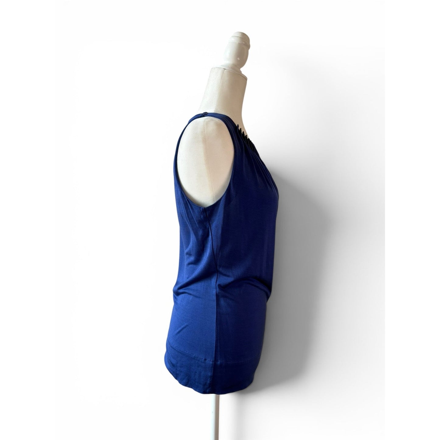 Tory Burch Silk Tank Top Sz XS Blue Ruched Sleeveless Blouse