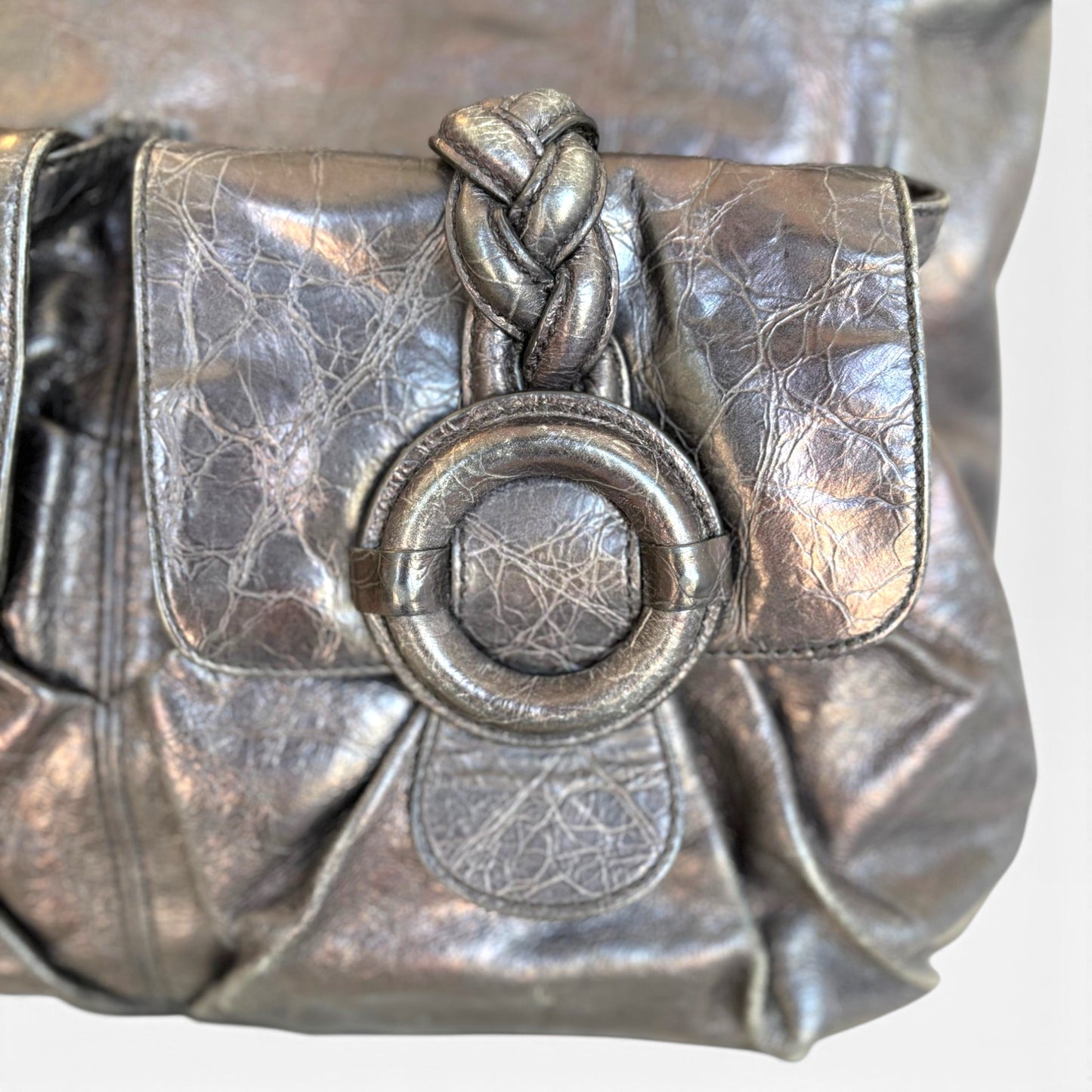 Vintage Charles David Glazed Leather Pocket Tote
