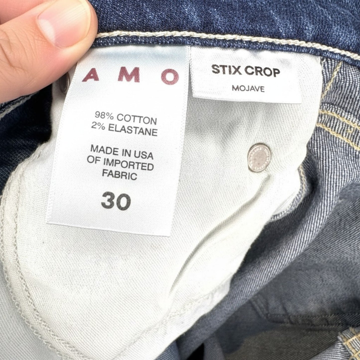 AMO Stix Crop Jeans Mojave Wash Distressed Size 30