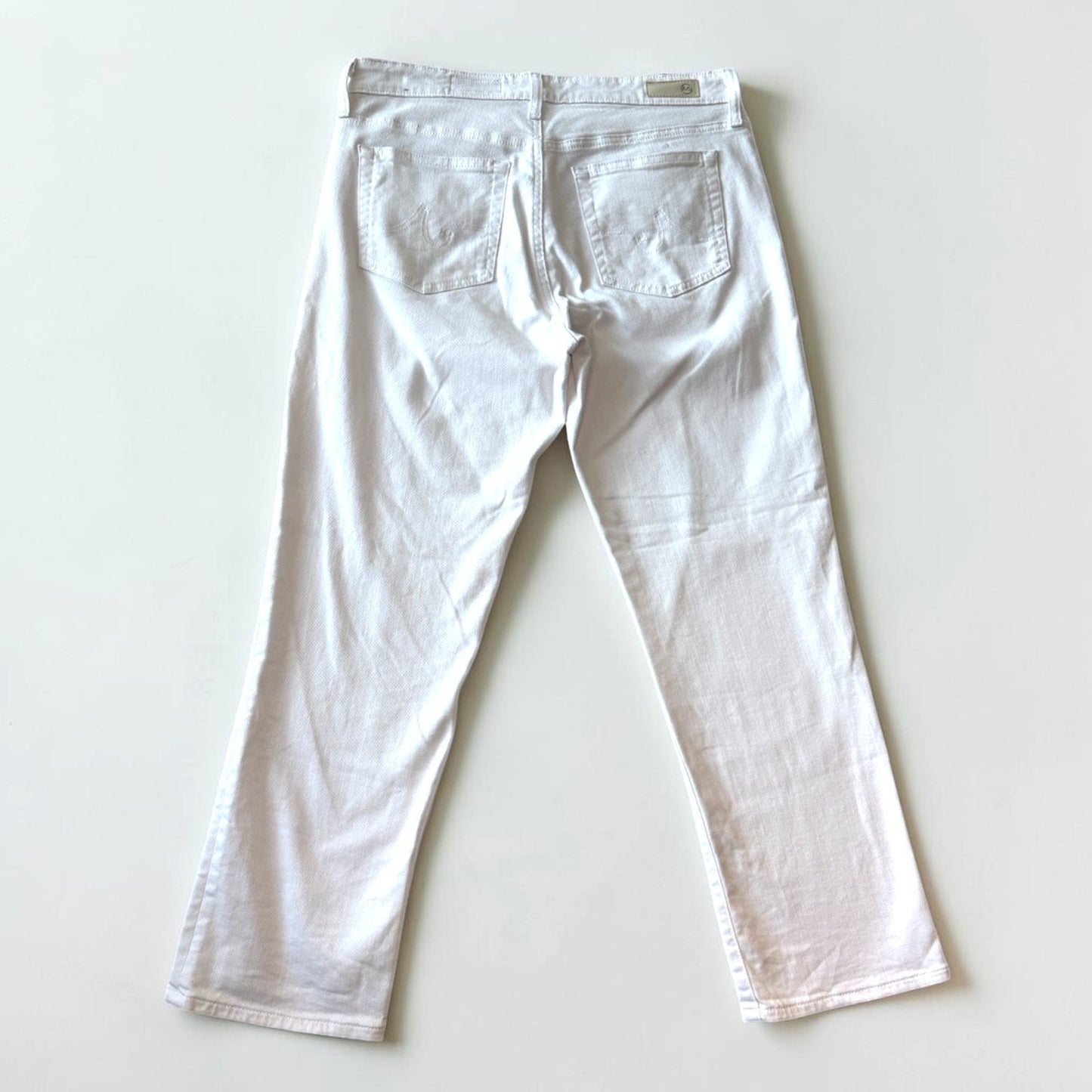 AG Adriano Goldschmied Mari Crop High Rise Slim Straight Jeans White 31