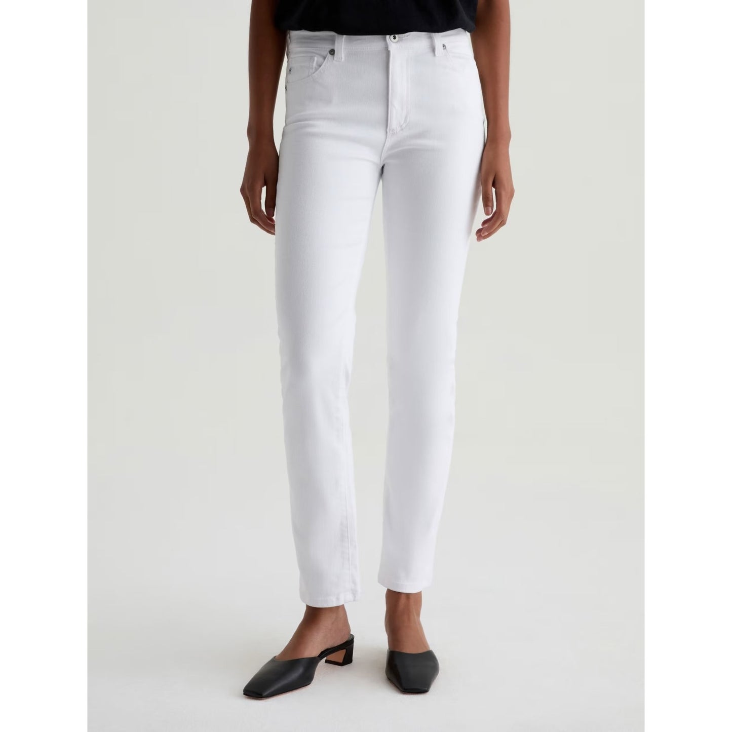AG Adriano Goldschmied Mari Crop High Rise Slim Straight Jeans White 31