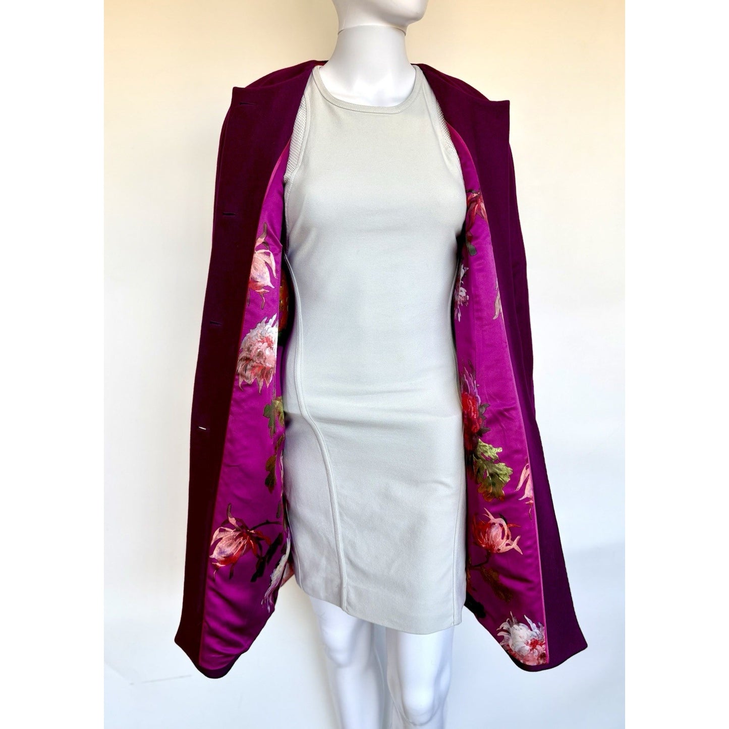 Ted Baker Mawd Pink Wool Cashmere Cocoon Coat Floral Lined Designer NWOT 3/US 8