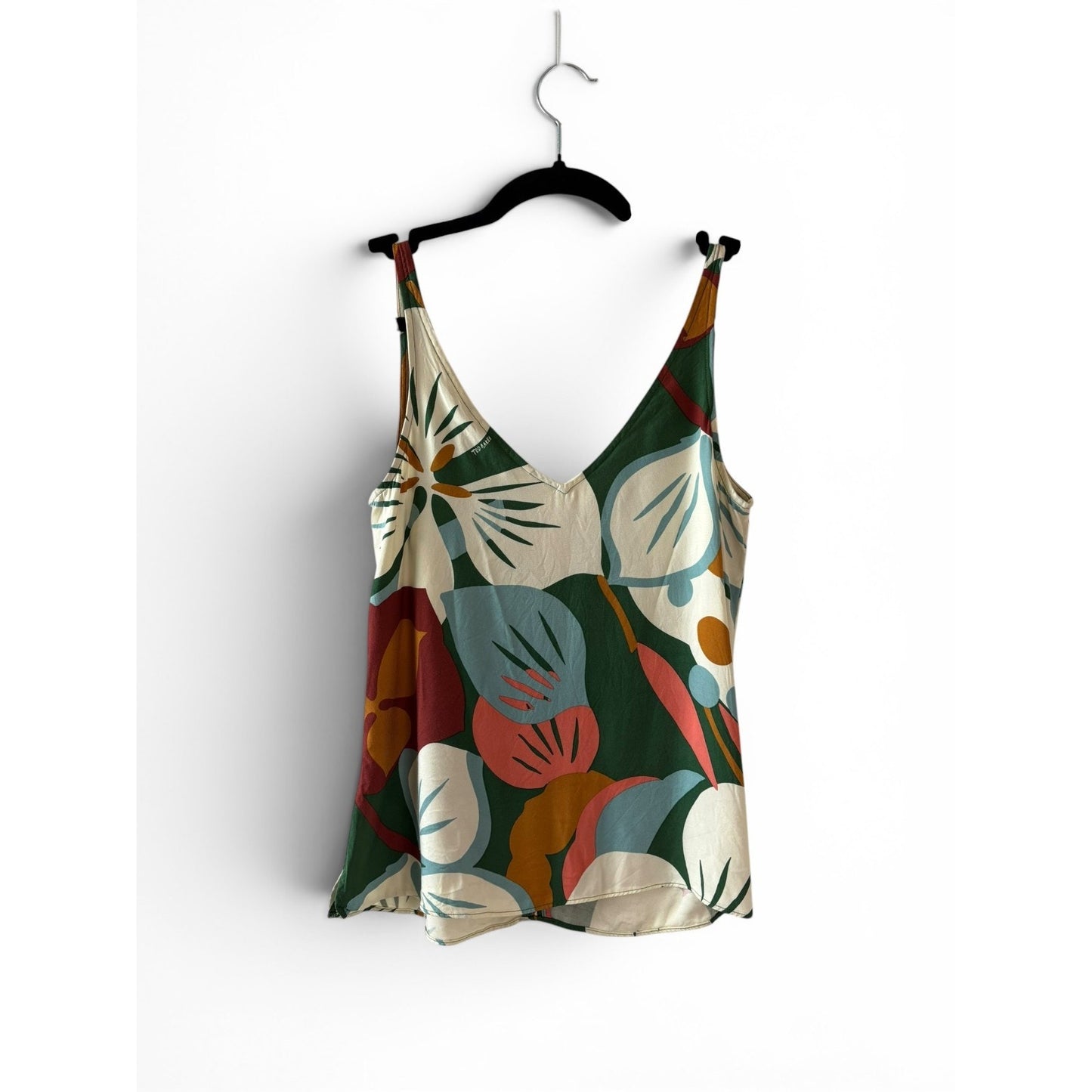Ted Baker Nethy Tank Top Sz 0 Abstract Floral Print V-Neck