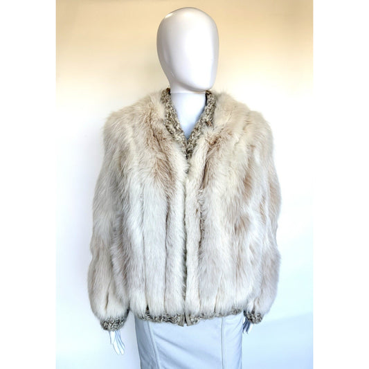 Vintage Bill Blass Fox Fur & Knit "Illusion Sleeve" Jacket – Size M – Pristine
