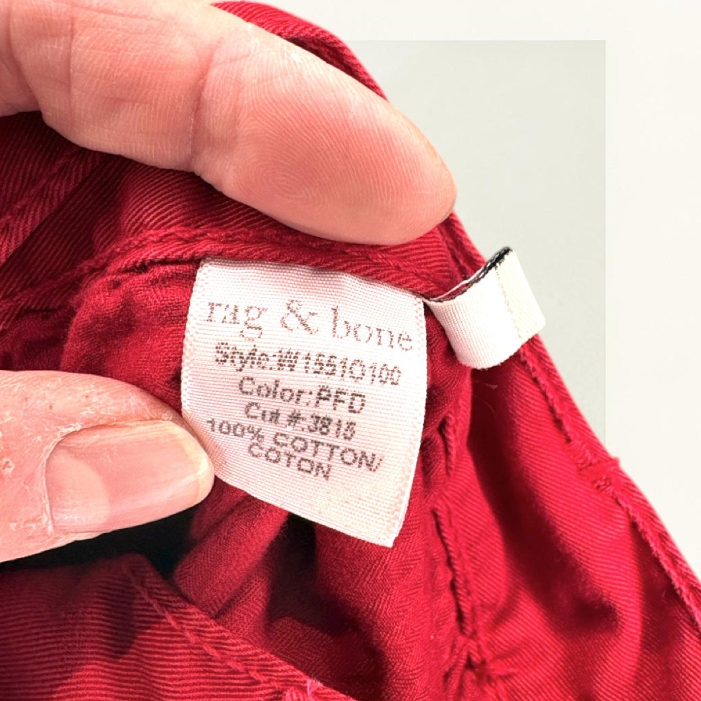 rag & bone Tailored Workwear RB15X Barney's Slim Straight Pants Red Sz 33