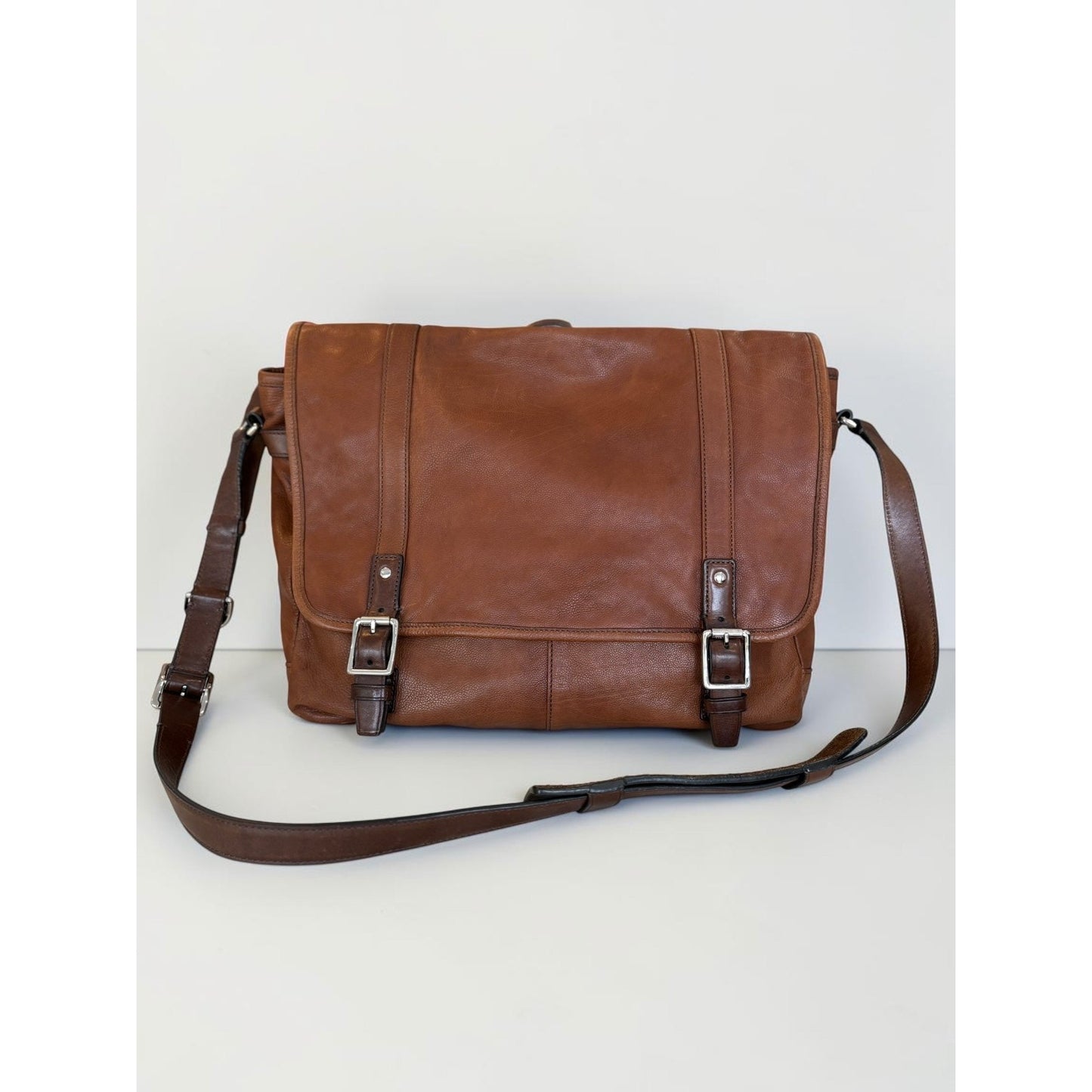 Coach Harrison Men's Leather Messenger Bag Cognac Brown Crossbody 70386