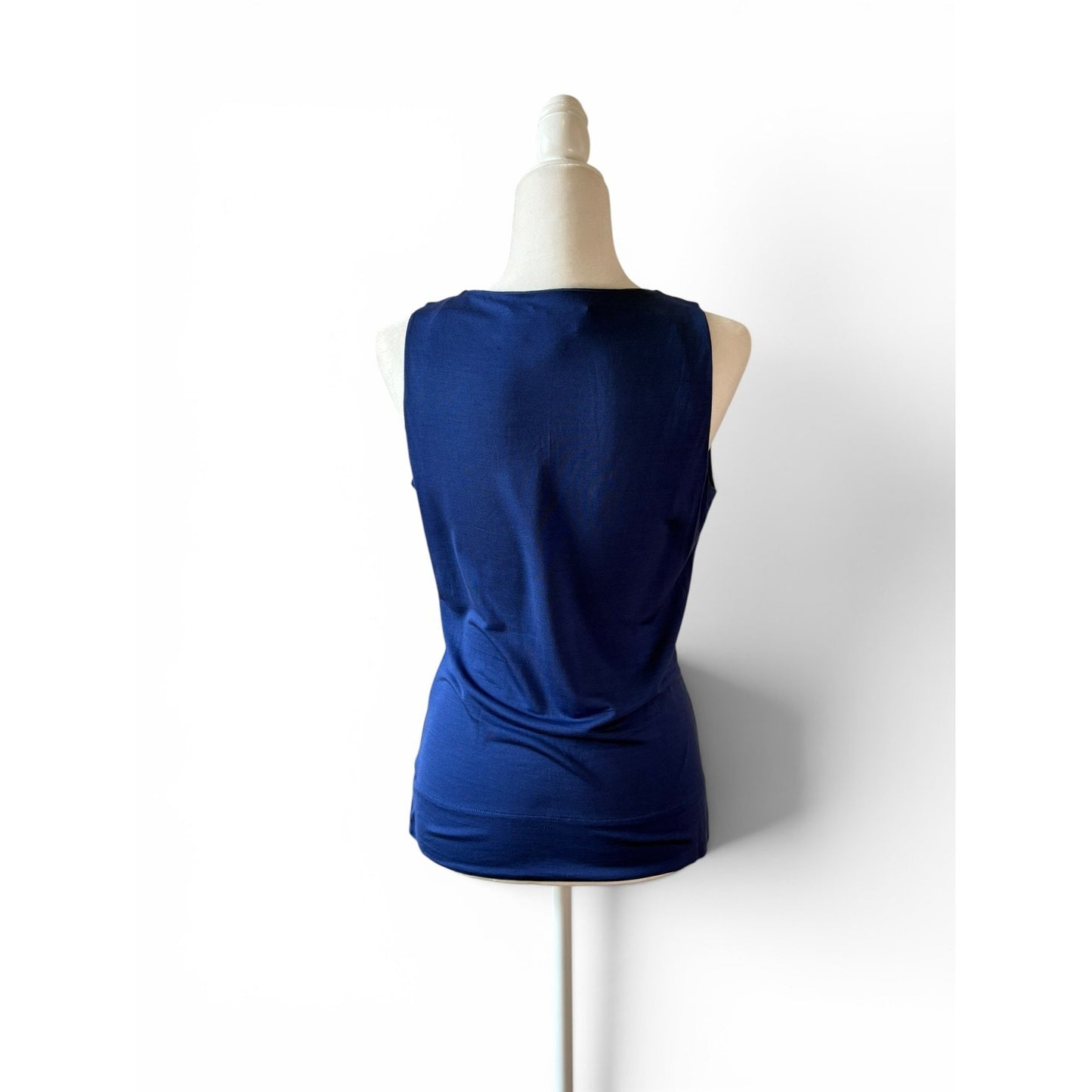 Tory Burch Silk Tank Top Sz XS Blue Ruched Sleeveless Blouse