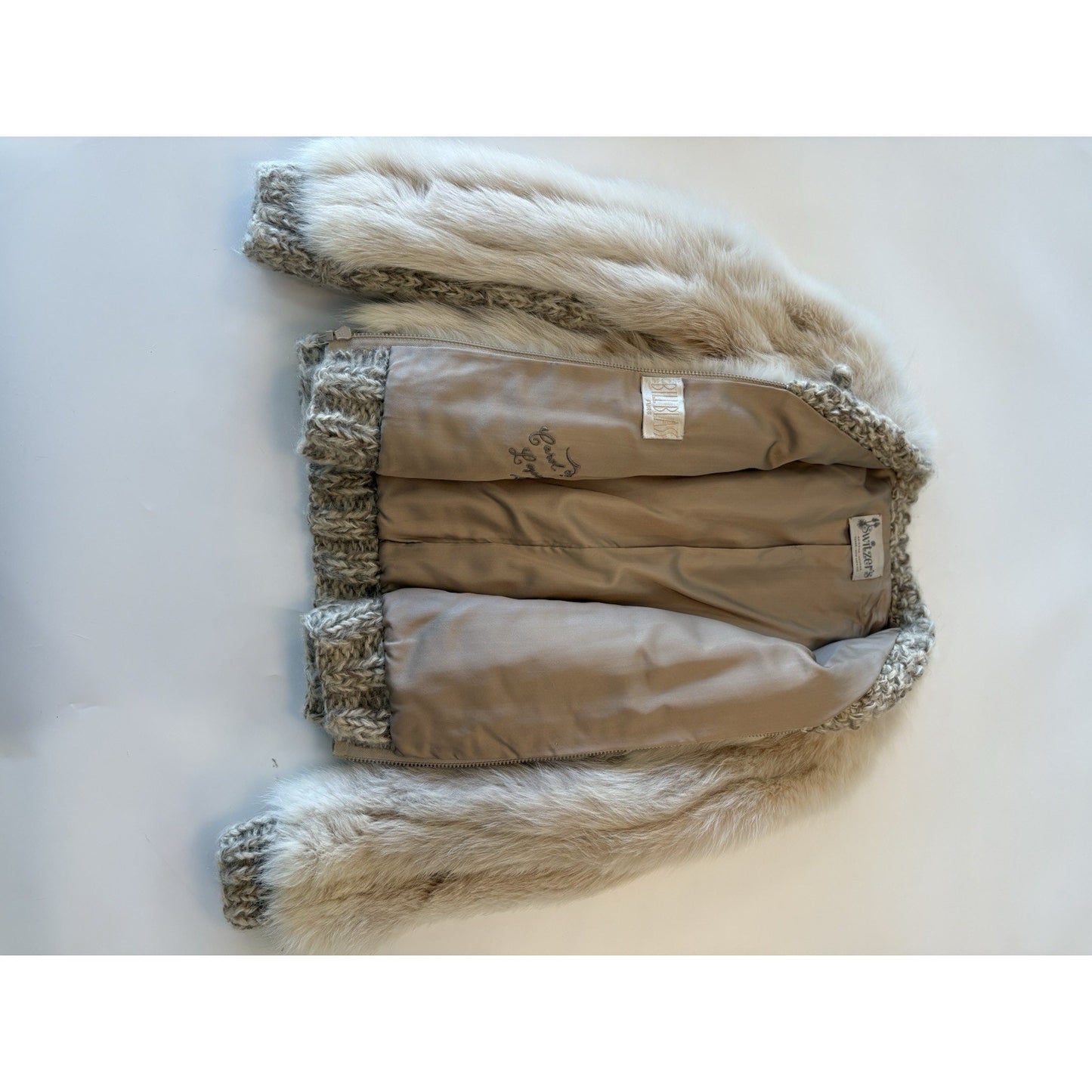 Vintage Bill Blass Fox Fur & Knit "Illusion Sleeve" Jacket – Size M – Pristine