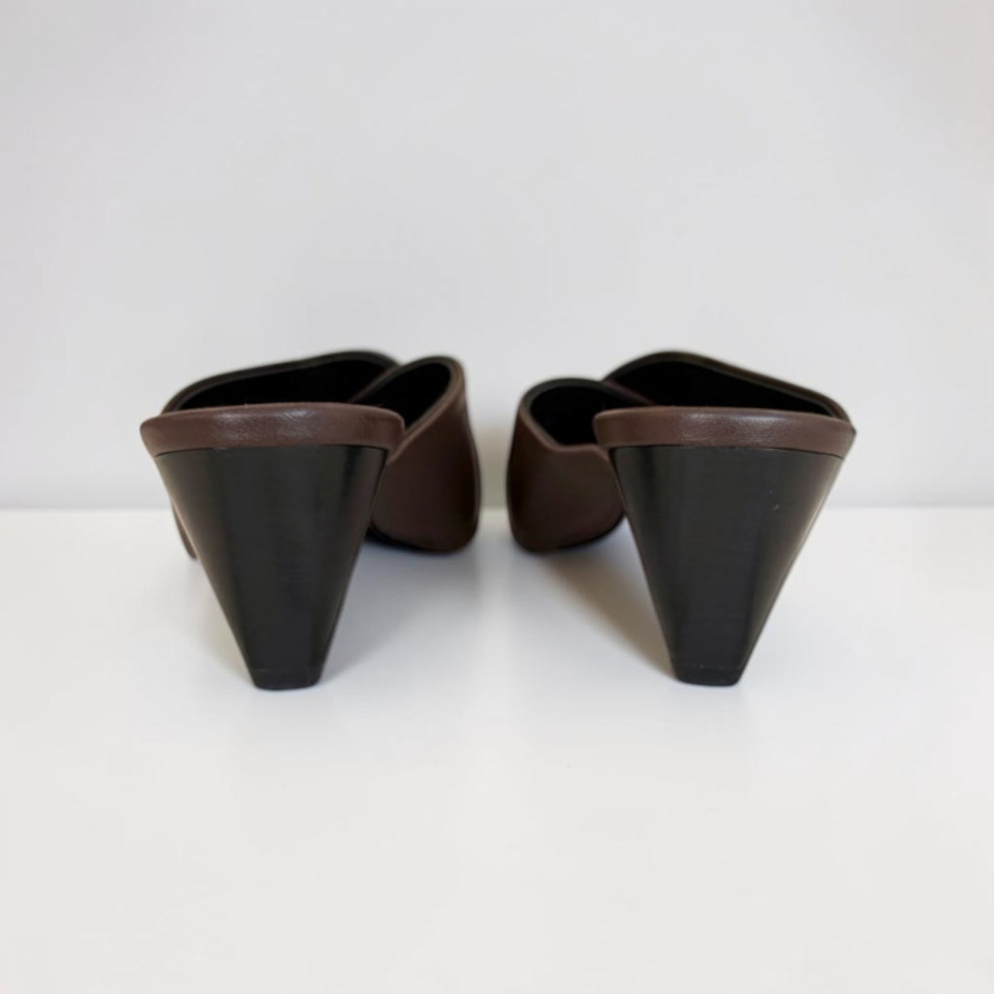 Aeyde Espresso Leather Crisscross Mule Sandals — Size 37