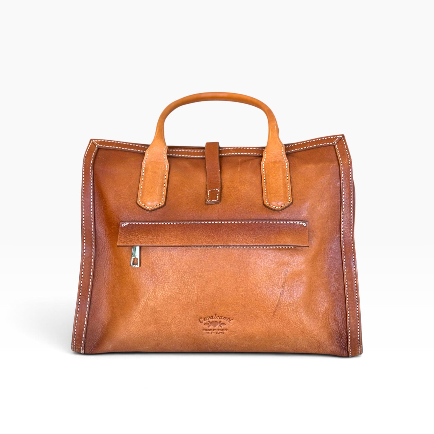 Cavalcanti Italian Tan Leather Chain Tote