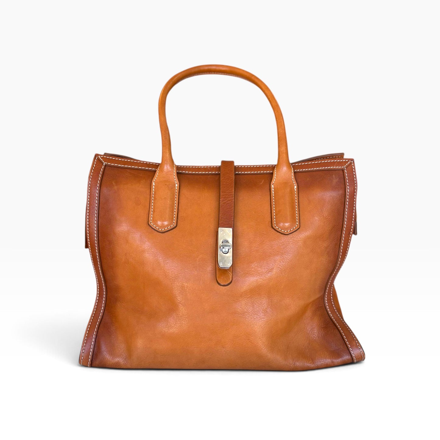 Cavalcanti Italian Tan Leather Chain Tote