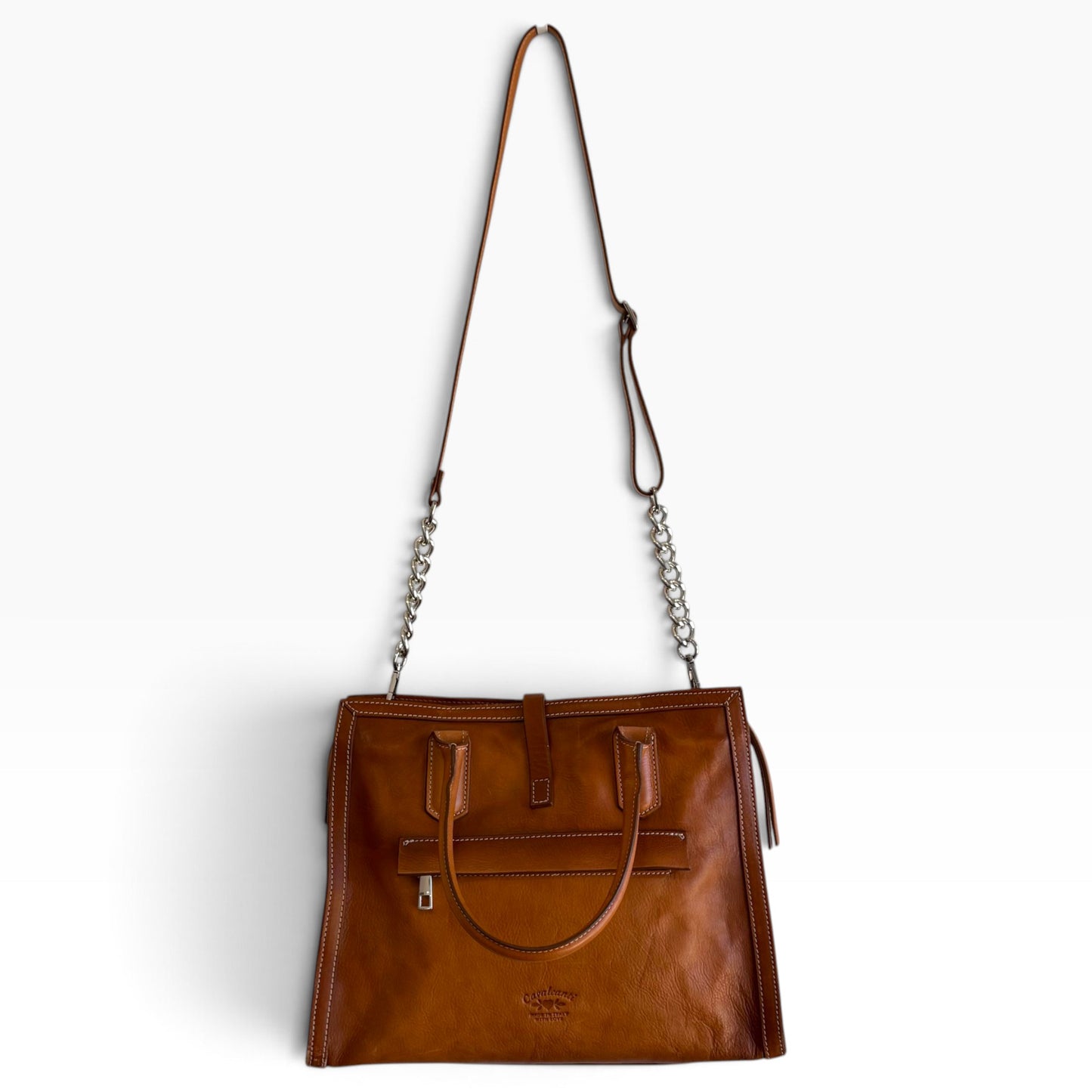 Cavalcanti Italian Tan Leather Chain Tote