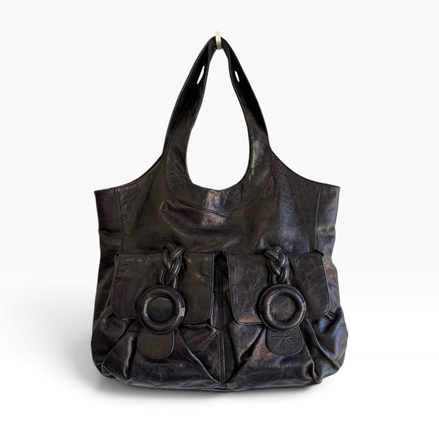 Vintage Charles David Glazed Leather Pocket Tote