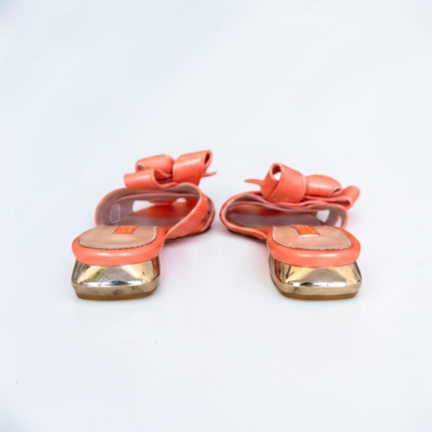 D.Lacquaniti Coral Leather Bow Sandals — Size 38