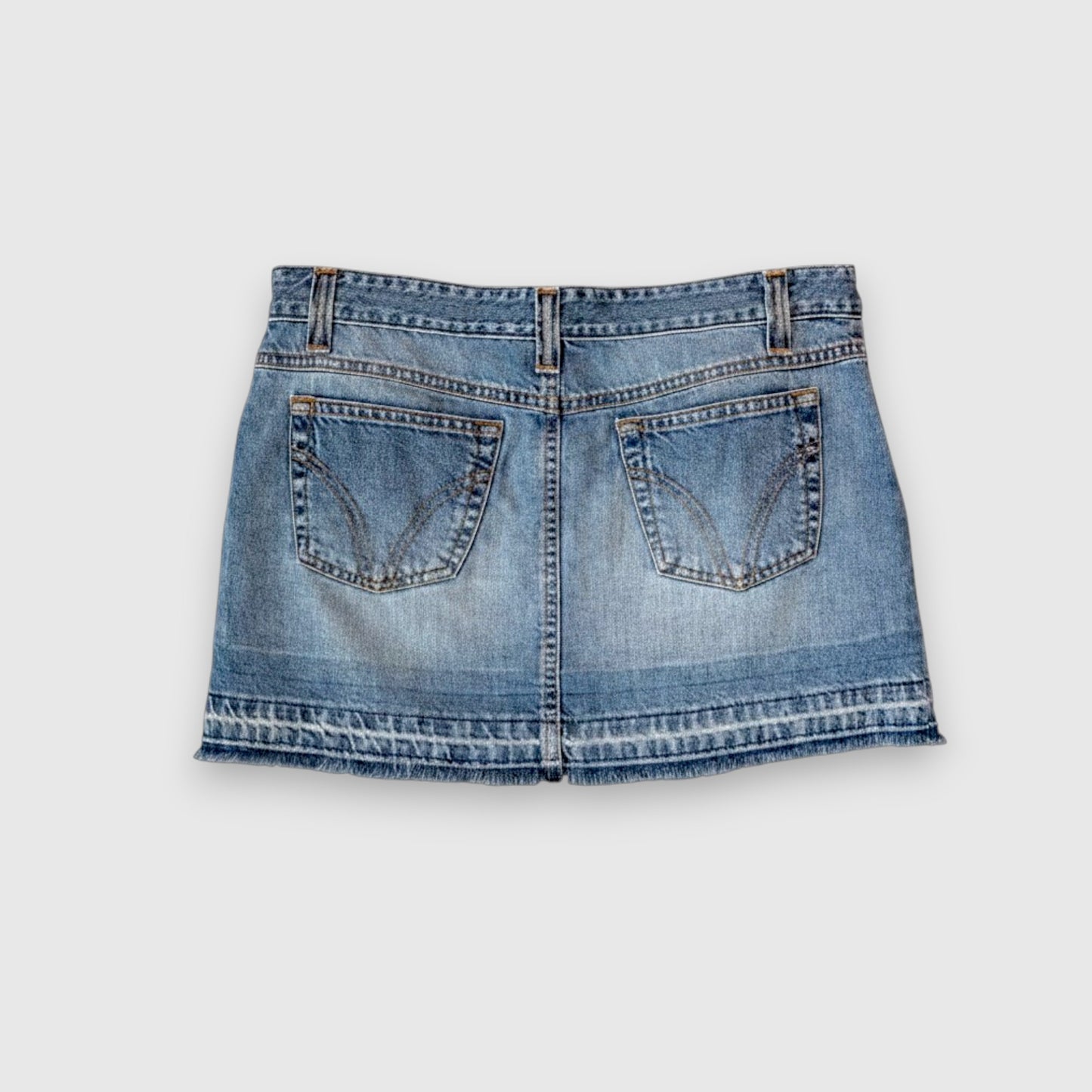 D&G Dolce & Gabbana Denim Mini Skirt with Pocket Rosettes