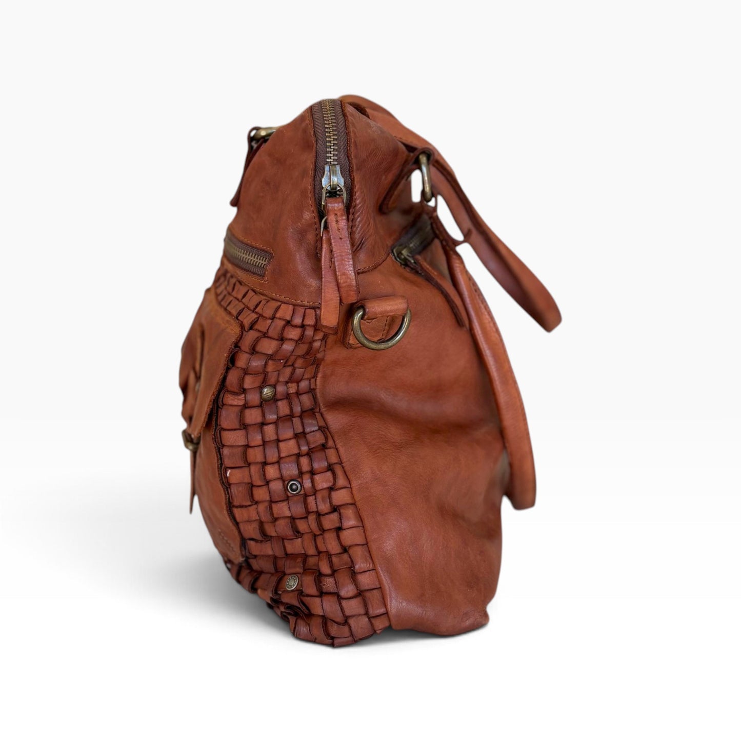 Harbour 2nd Cognac Woven Leather Tote