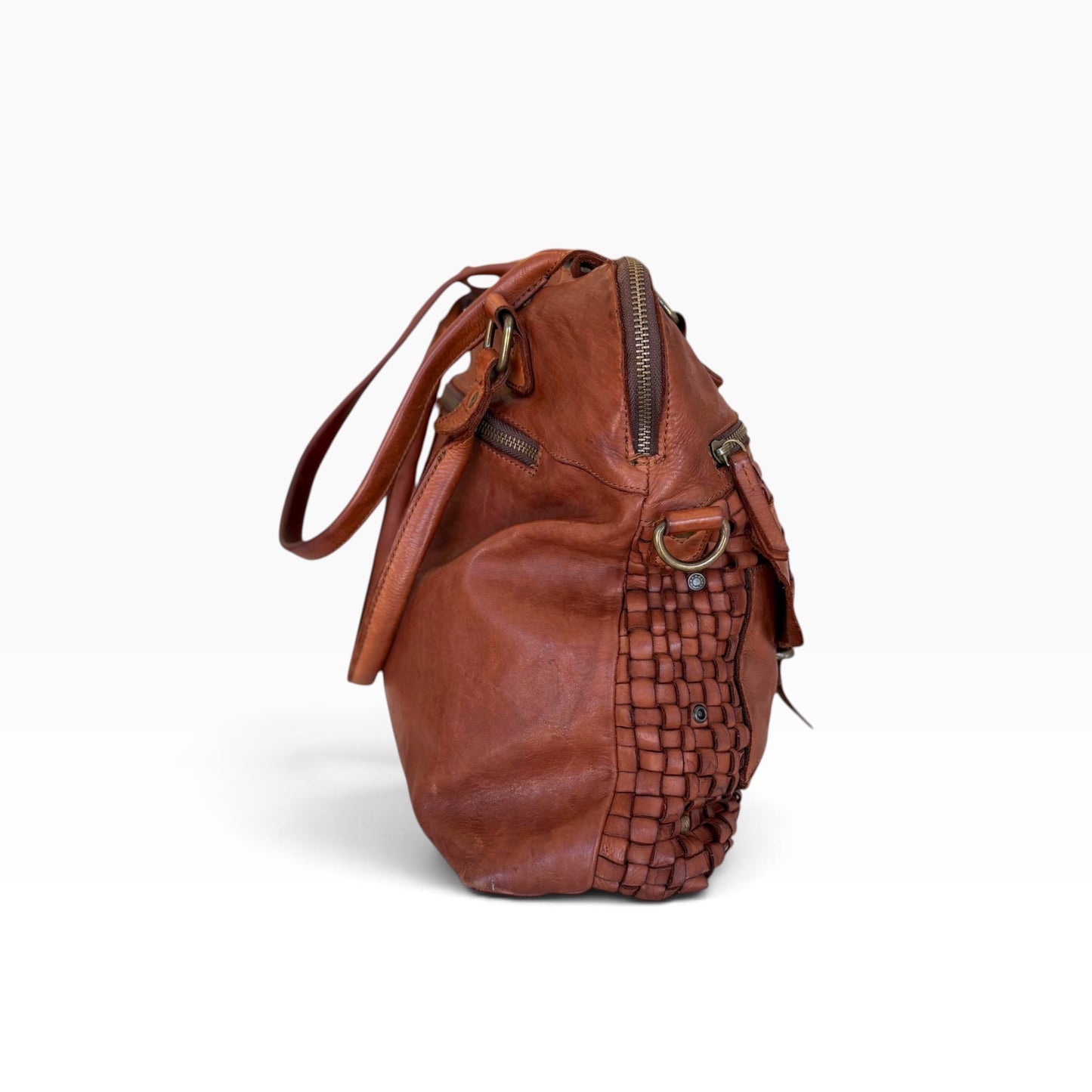 Harbour 2nd Cognac Woven Leather Tote