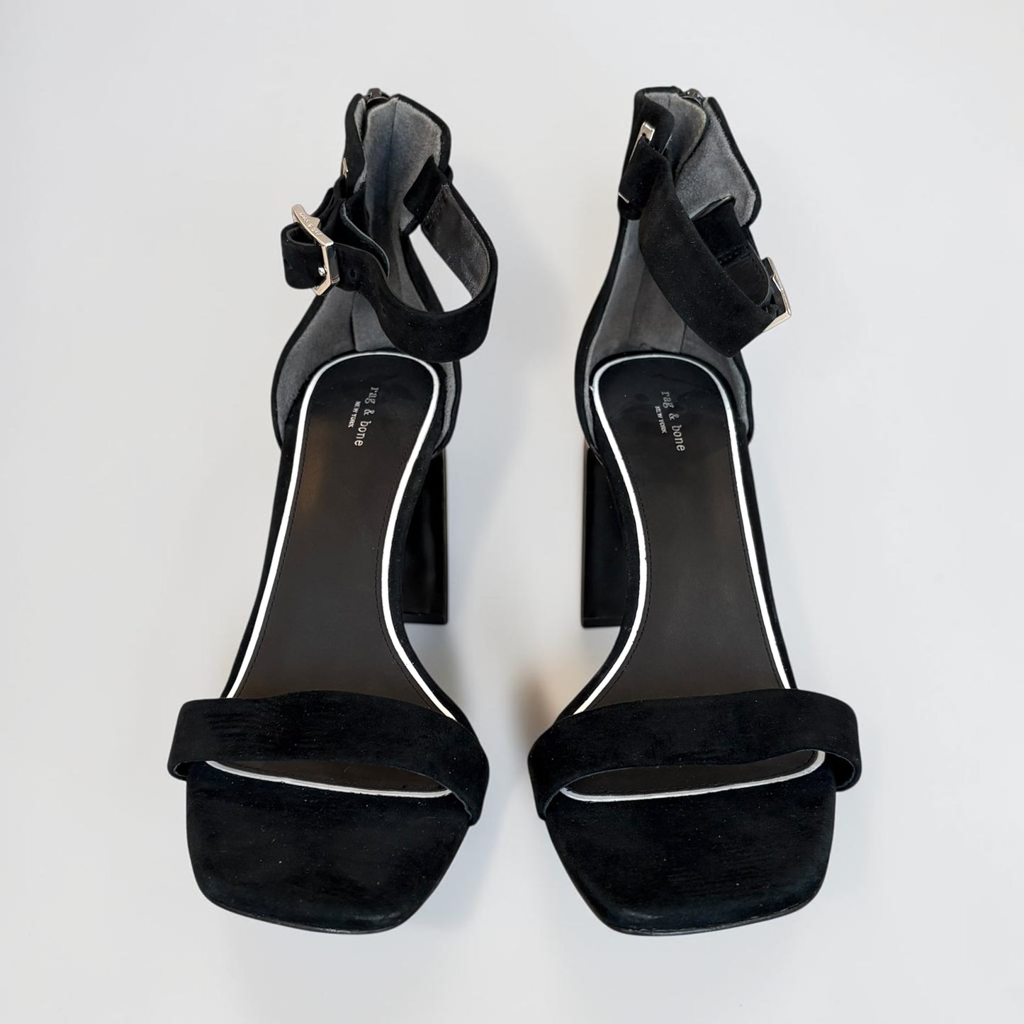 Rag & Bone Ellis Black Suede Block Heel Sandals Size 40 — NWOT