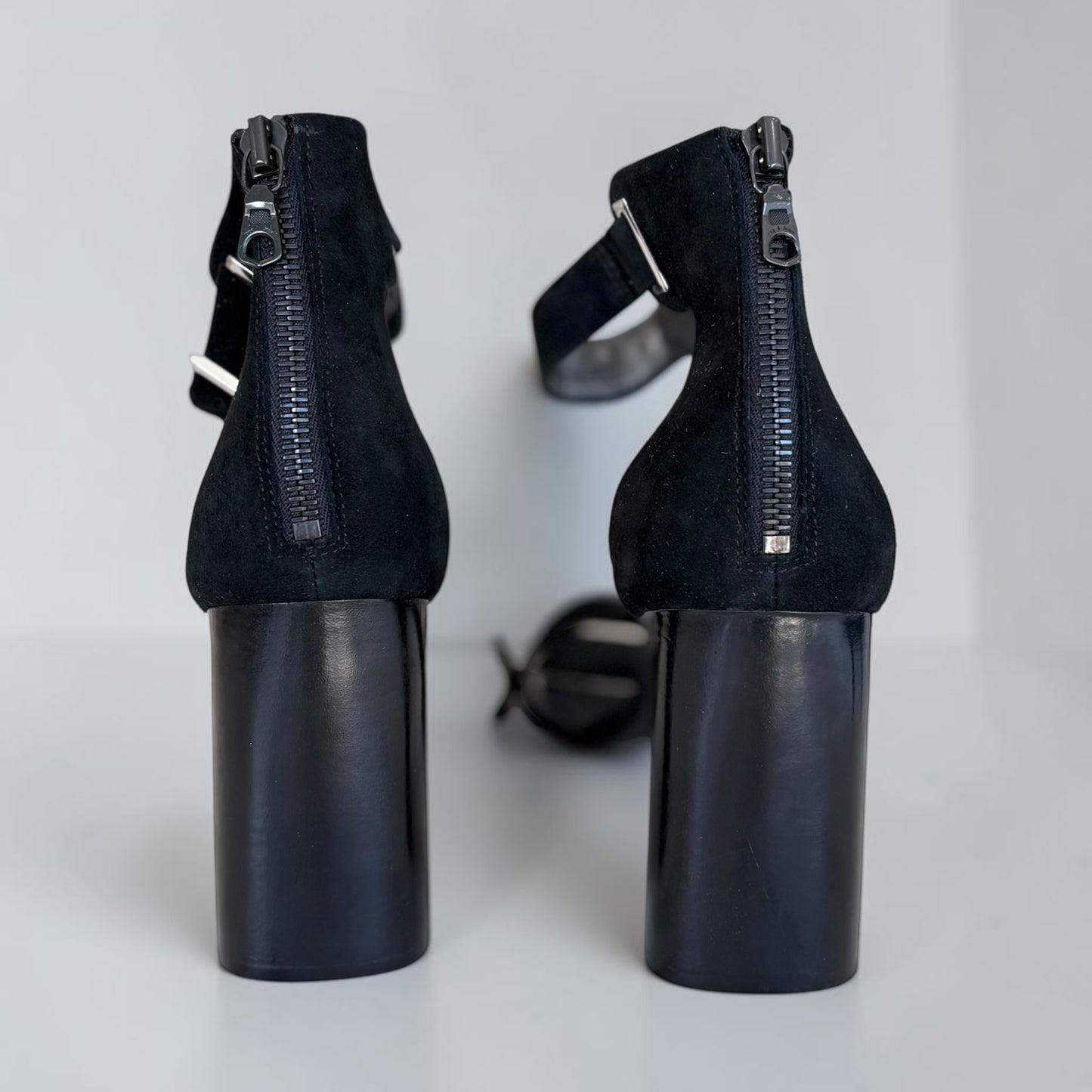 Rag & Bone Ellis Black Suede Block Heel Sandals Size 40 — NWOT