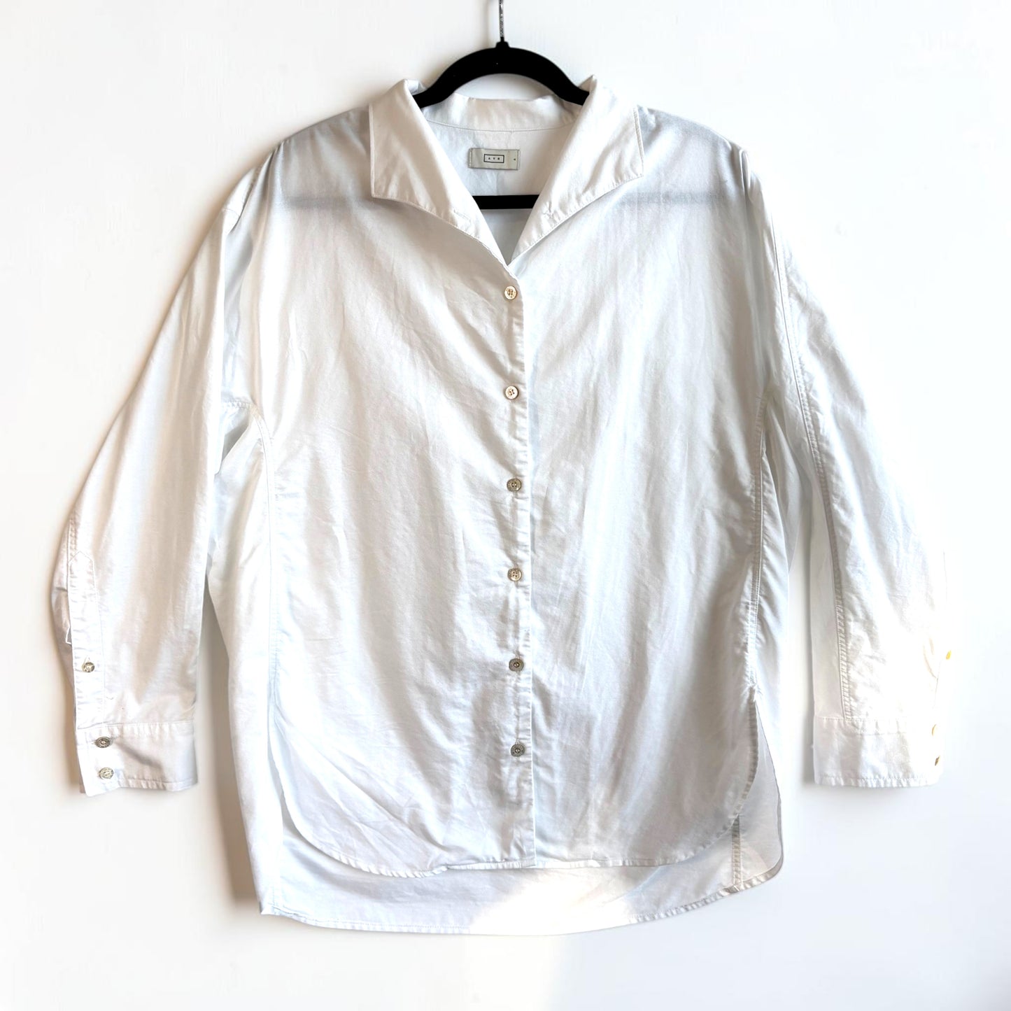 AYR "The Tate" Oversized White Cotton Oxford Blouse — Size S
