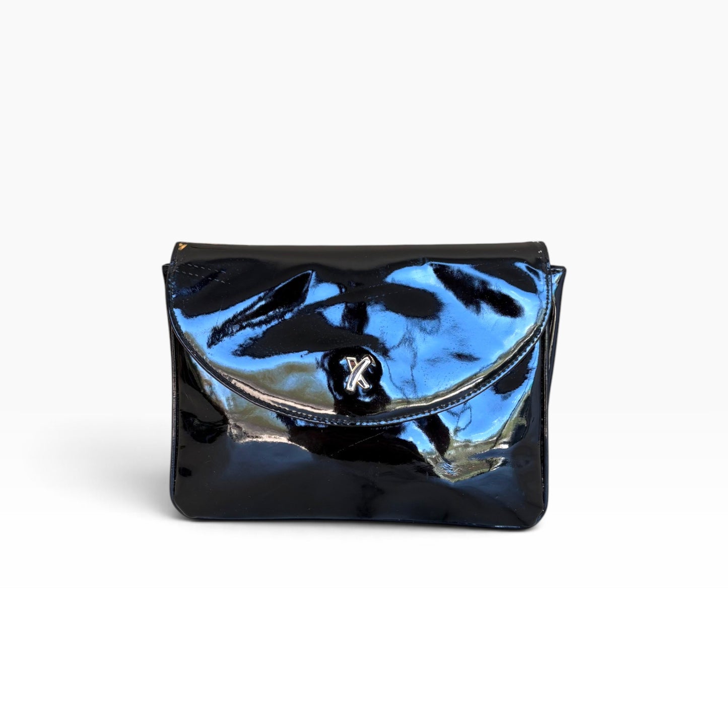 Vintage Paloma Picasso Black Patent Crossbody Clutch