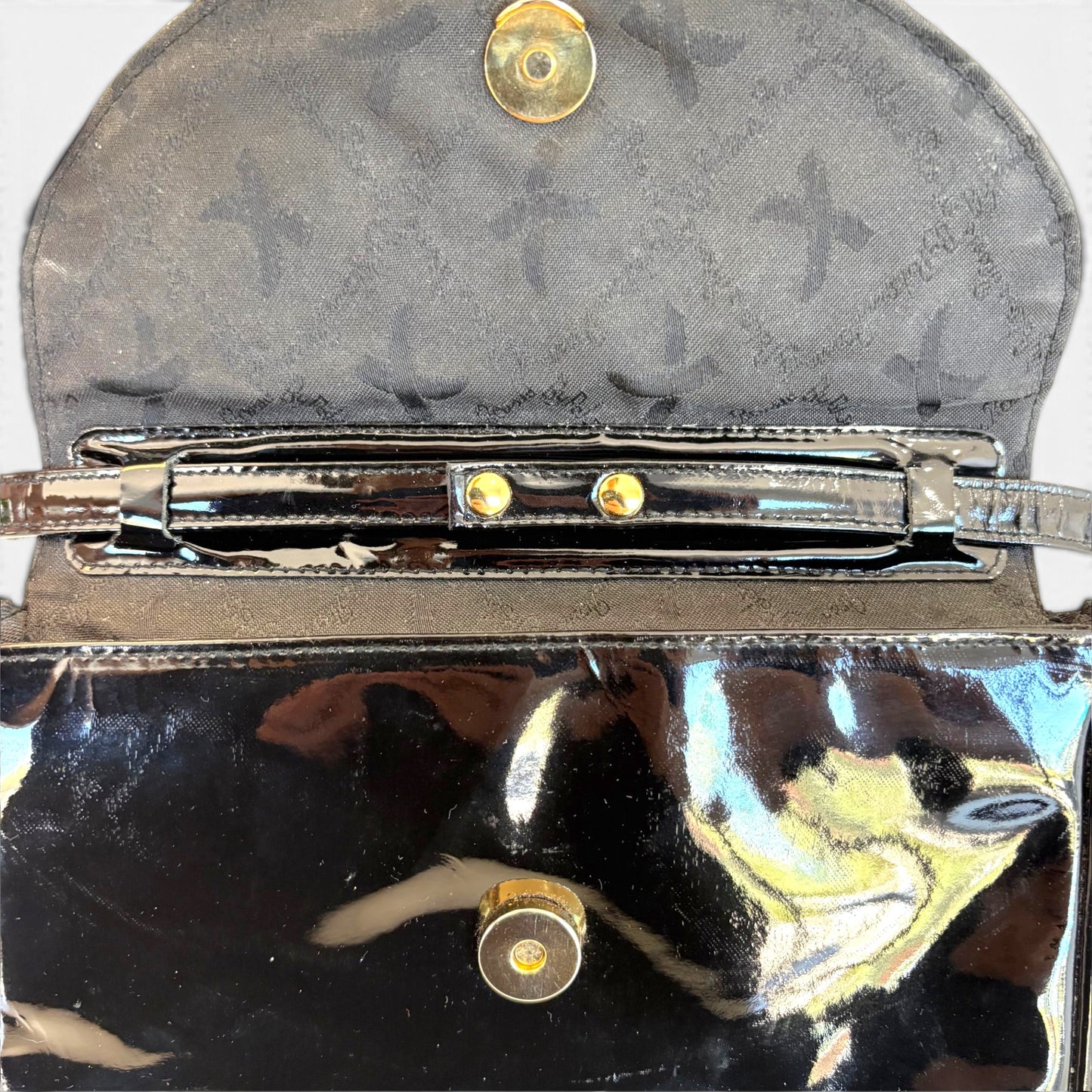 Vintage Paloma Picasso Black Patent Crossbody Clutch