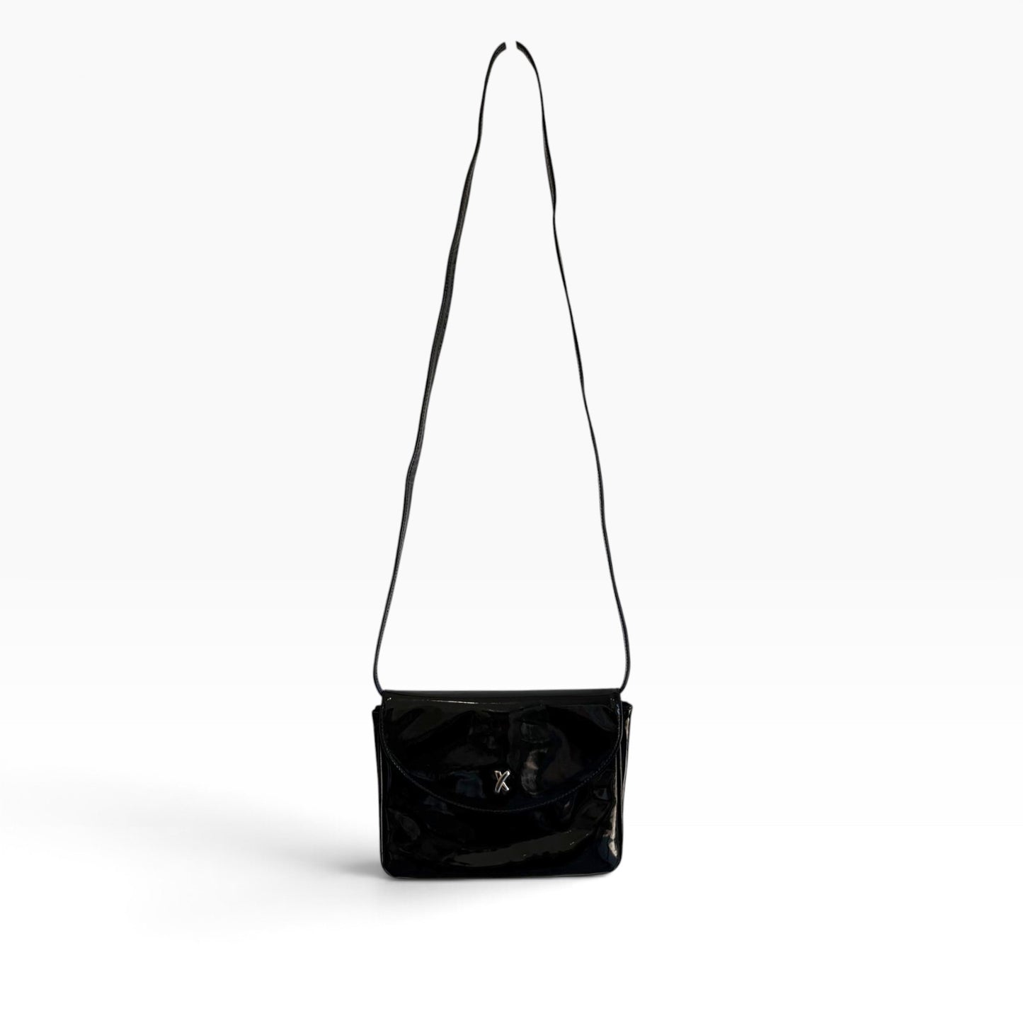 Vintage Paloma Picasso Black Patent Crossbody Clutch