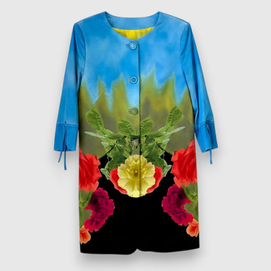 Didier Parakian Satin Floral Duster Coat—NWT