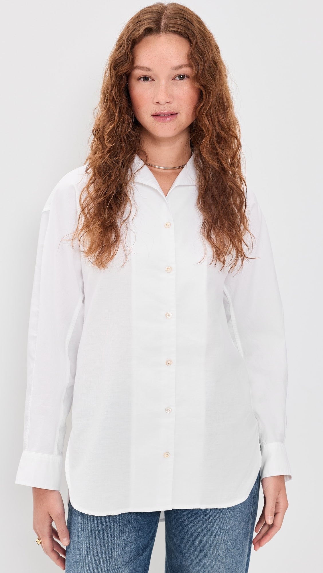 AYR "The Tate" Oversized White Cotton Oxford Blouse — Size S