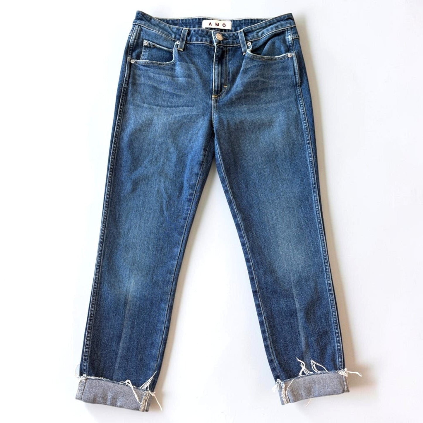 AMO Stix Crop Jeans Mojave Wash Distressed Size 30