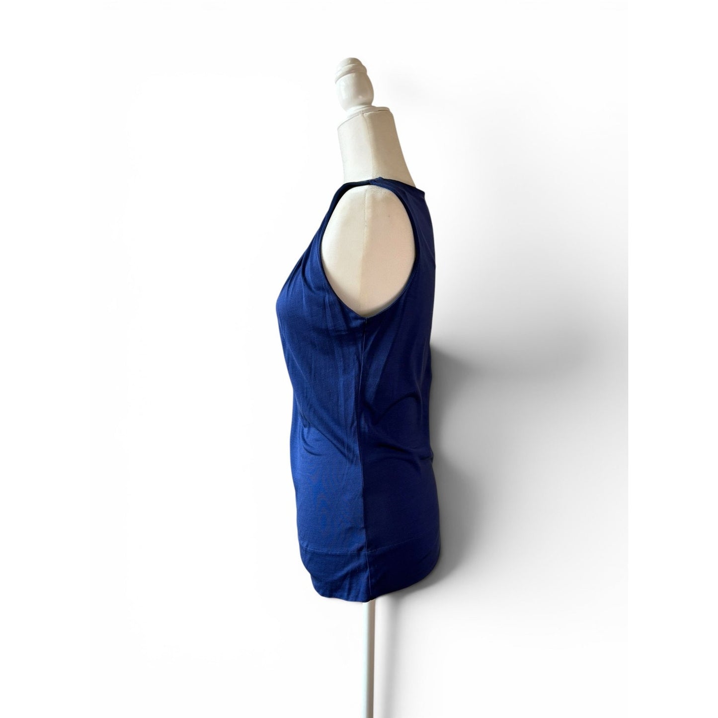 Tory Burch Silk Tank Top Sz XS Blue Ruched Sleeveless Blouse