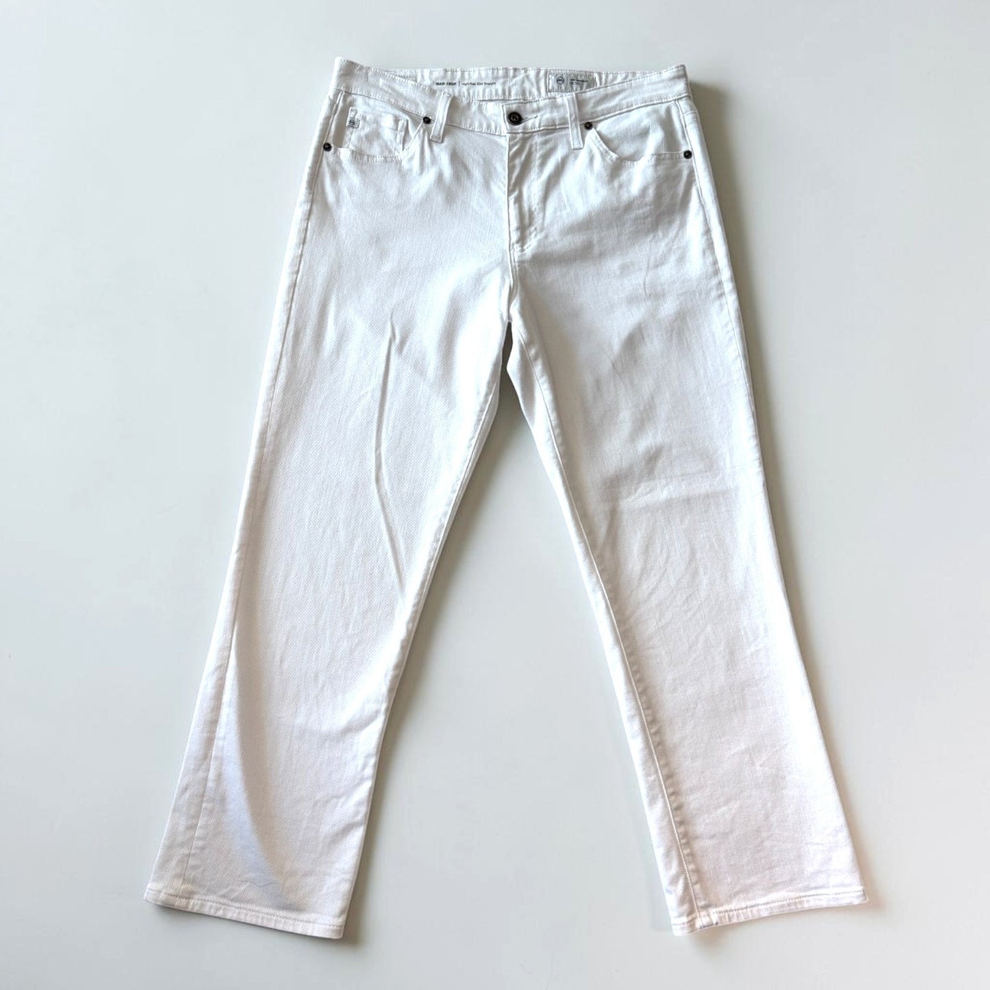 AG Adriano Goldschmied Mari Crop High Rise Slim Straight Jeans White 31