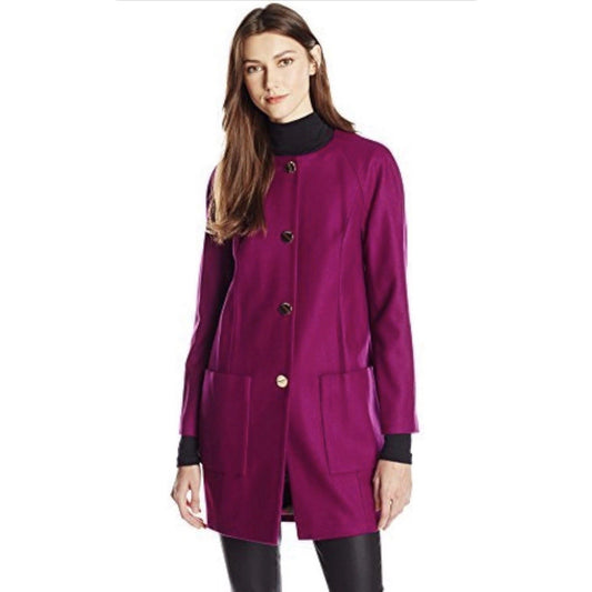 Ted Baker Mawd Pink Wool Cashmere Cocoon Coat Floral Lined Designer NWOT 3/US 8