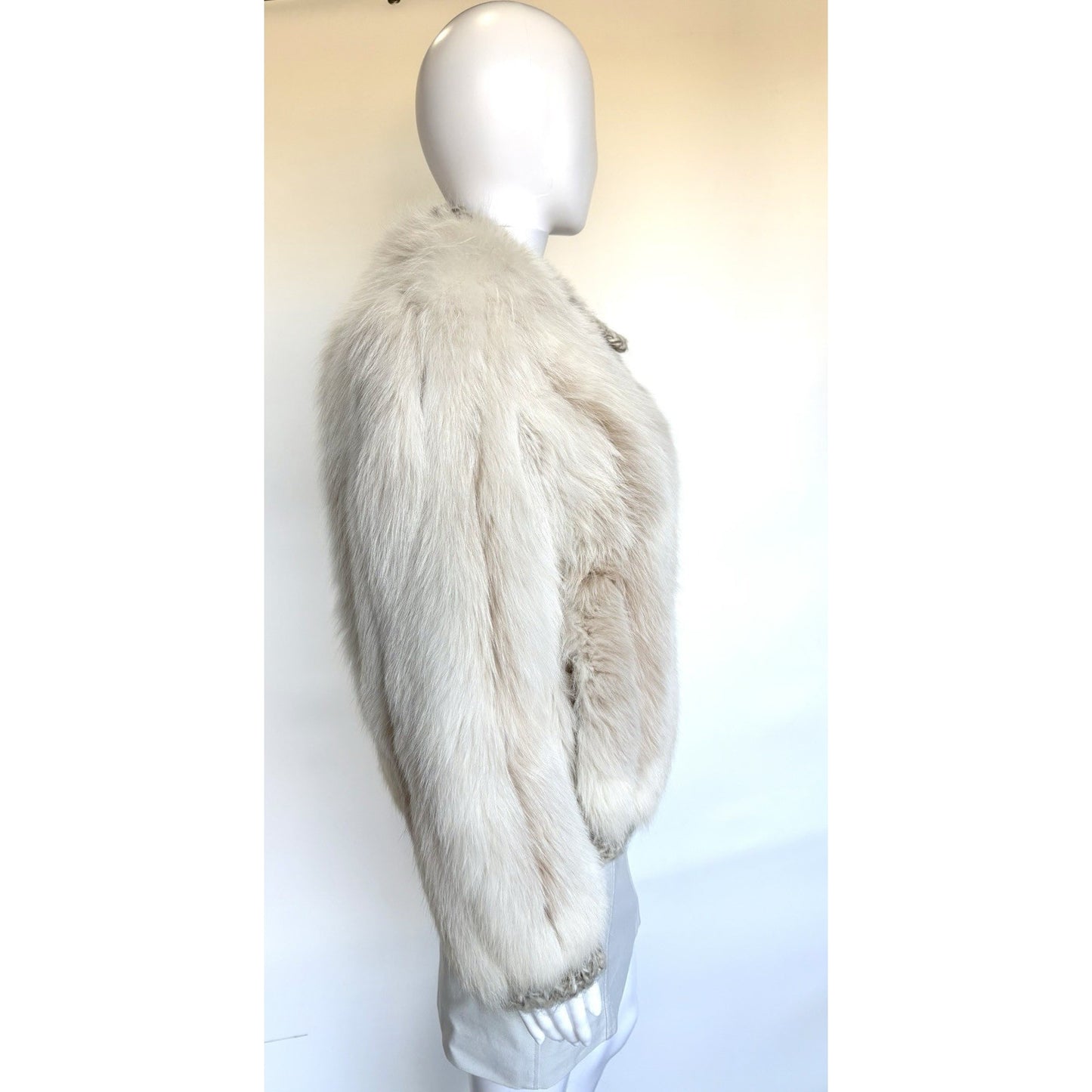 Vintage Bill Blass Fox Fur & Knit "Illusion Sleeve" Jacket – Size M – Pristine