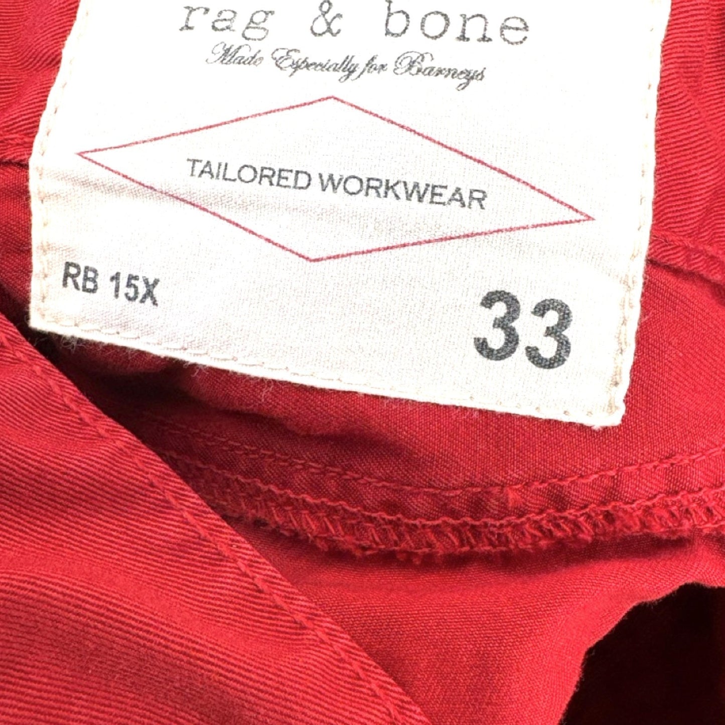 rag & bone Tailored Workwear RB15X Barney's Slim Straight Pants Red Sz 33